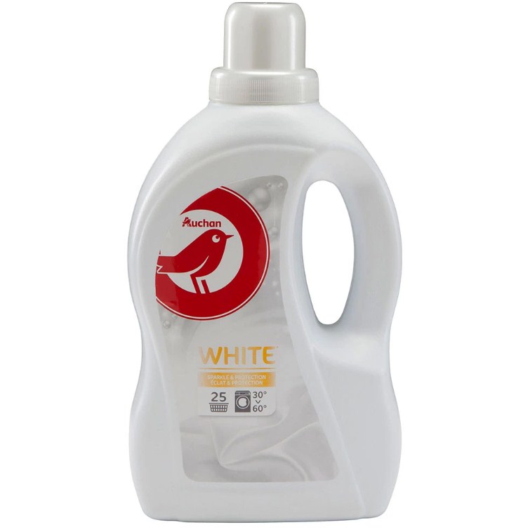 Гель для прання AUCHAN White, для білої білизни, автомат, 1,5л